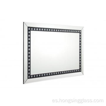 Espejo colgante de plata y negro rectangular